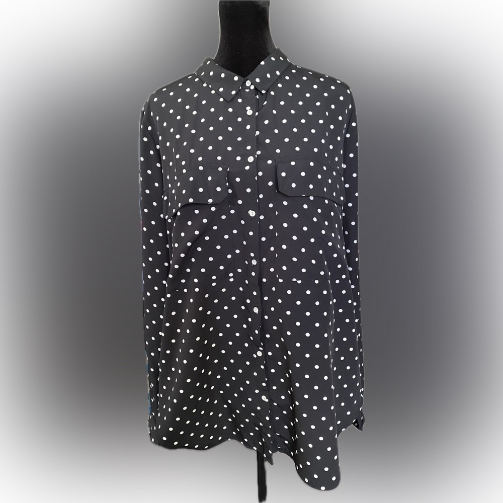 KUT from the Kloth Polka Dot Button Up Shirt - Size Large - NWOT